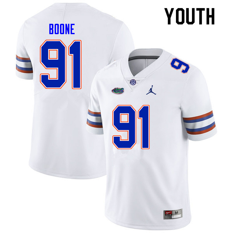 Youth #91 Justus Boone Florida Gators College Football Jerseys Sale-White - Click Image to Close